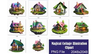 Fantasy Cottage House | Fantasy Magical Cottage House Illustration Clipart Graphic-11