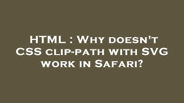 HTML : Why doesn
