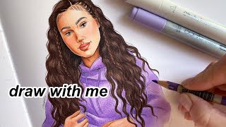 curly haired purple girl 💜 draw with me