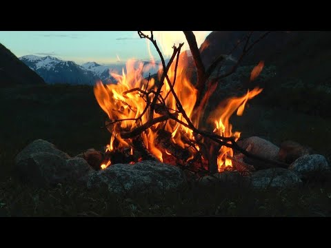 4K Campfire On Beach - Crackling Fire With Ocean Waves Sounds