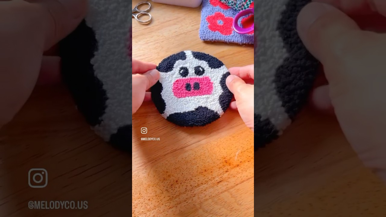 Cow mug rug coaster 🐮 - YouTube