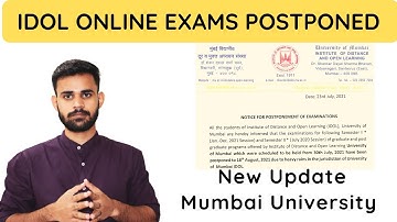 IDOL Online Examinations Update 2021| FYBCOM | FYBA | IDOL Exams Postponed | Mumbai University 2021