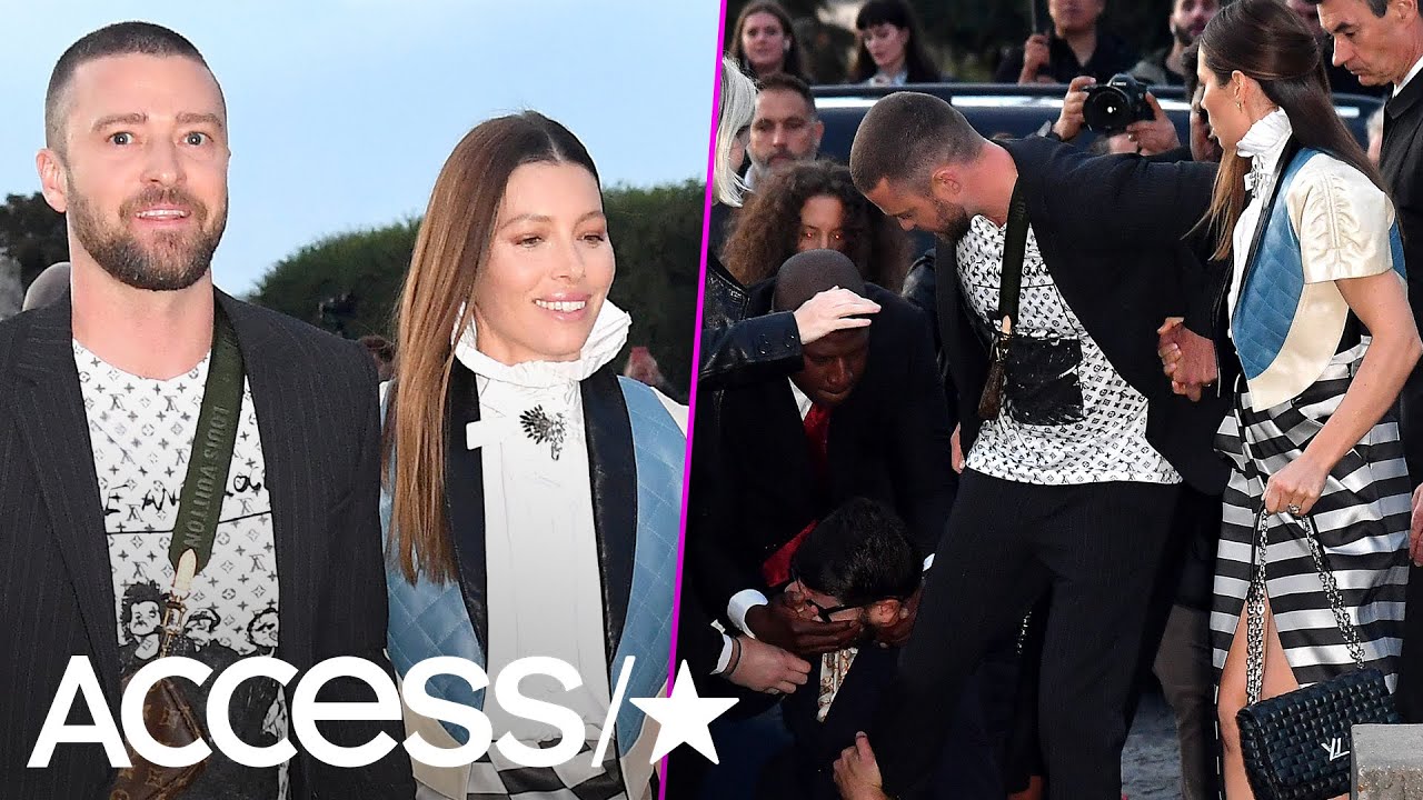 Justin Timberlake And Jessica Biel Fend Off Shocking Tackle At Paris Fashion Week