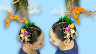 PEINADO LOCO 🤪 TERODACTILO 🤪 idea de peinado para niñas 👧🏻 DINOSAURIOS