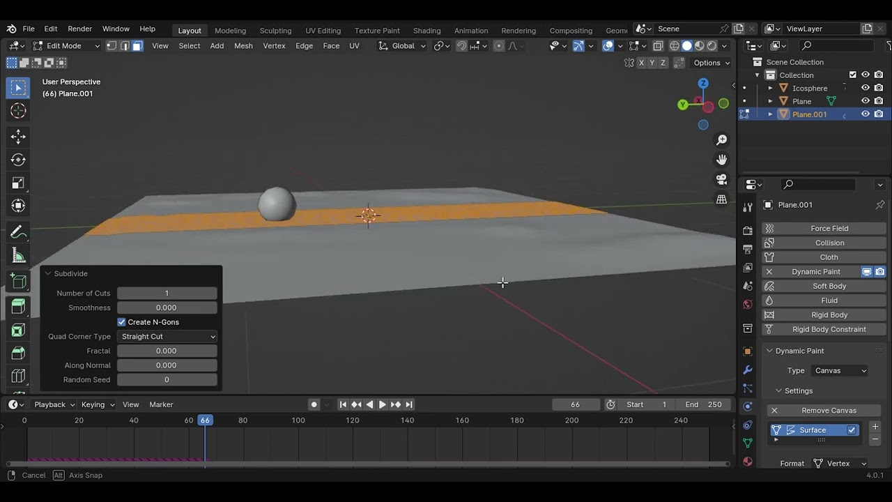 HOW TO ANIMATE DISPLACEMENT ON A SURFACE USING DYNAMIC PAINT IN BLENDER 4.0