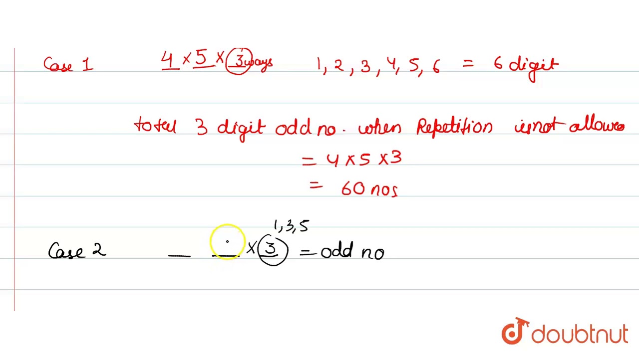 How Many 3-Digit Odd Numbers Can Be Formed By Using The Digits 1, 2, 3, 4, 5, 6 When (I) The