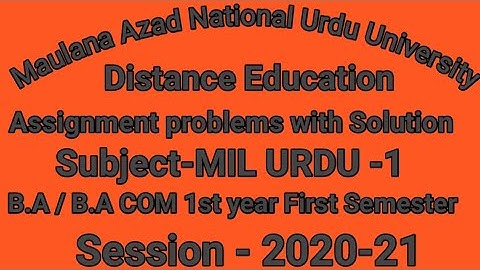 Assignment problems with Solution of MIL Urdu -1 for B.A / B.COM first year first semester 2020-21