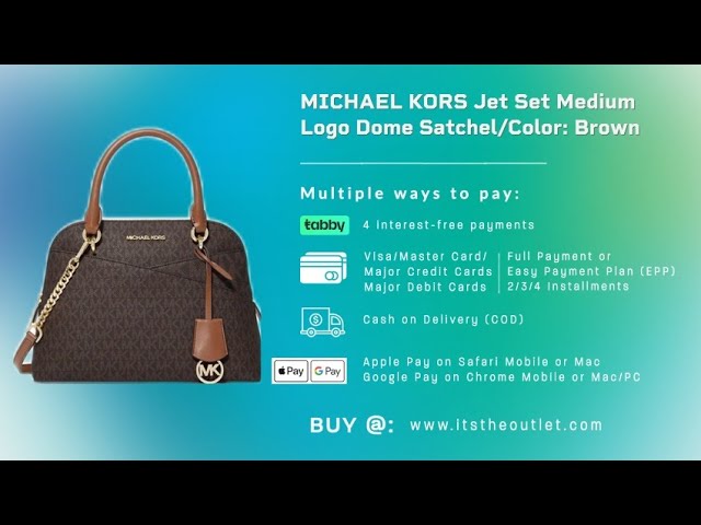 MICHAEL KORS Jet Set Medium Logo Dome Satchel/Color: Brown 