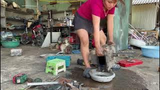 18-year-old genius girl repairs and restores diesel engine swept away by flood part 1