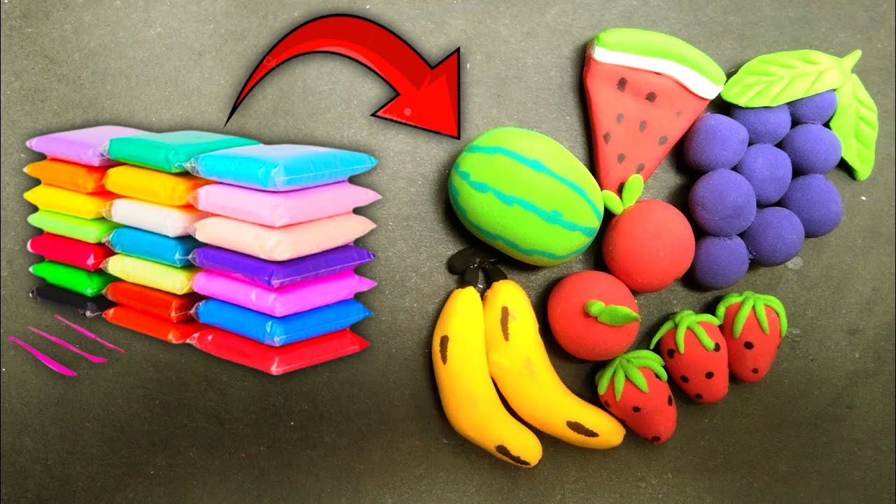 Clay se Kiya Kiya bana sakte hai 😱 | Easy clay Craft at home | Miniature fruit/ Doll food