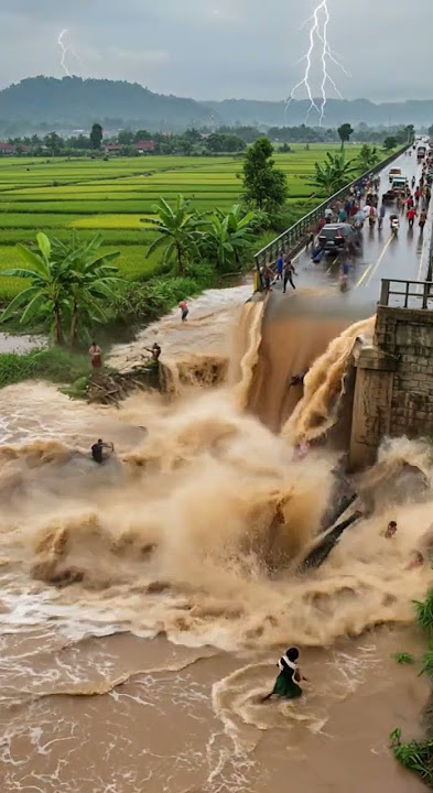 DETIK-DETIK JEMBATAN AMBRUK! Mobil & Orang-Orang Hanyut!!#viral #viralvideo #video #banjir