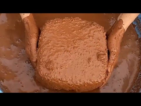 Gritty Red dirt squares crumbling and dipping in water || relaxing and satisfying asmr