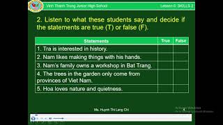 UNIT 1 - LESSON 6 - SKILLS 2 (GRADE 9)
