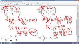 Algebra 2 Accelerated: 3.2: Solving Multi Step Equations involving Fractions and Decimals