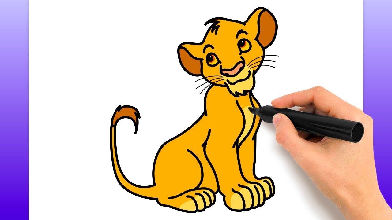 Como Dibujar Simba | Fácil Tutorial De Dibujo Paso A Paso - YouTube