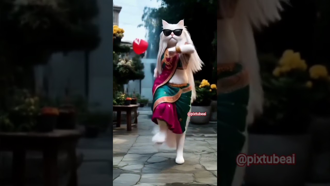 🔥 Dancing Cat in a Saree | Bollywood Style in the Rain! 🐱💃🌧️ 