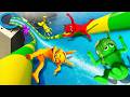 GTA 5 Incredibox Sprunki Team Water Slide Ragdolling and Trampoline Jumps!
