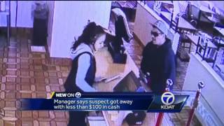 Suspect caught on camera robbing fast food restaurant