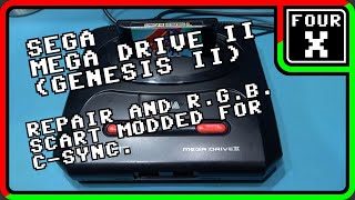 SEGA Mega Drive II (Genesis II) - Repair and RGB SCART Modded for C-Sync.