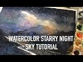 Watercolor starry night sky tutorial for beginners
