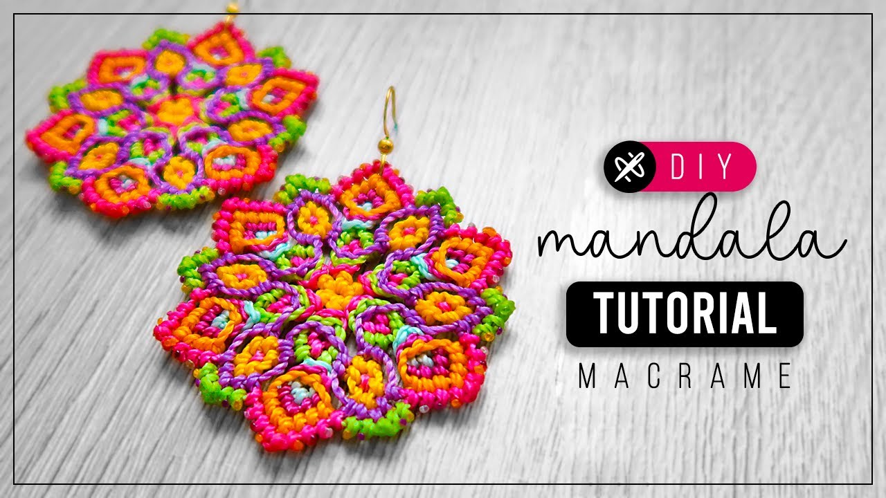 Mandala » 🌱 como hacer aretes de flor de hilo | diy tutorial ● macrame mandala earrings 296