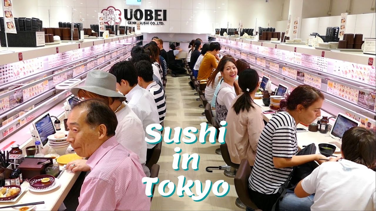 Uobei Sushi in Shibuya Conveyor belt Sushi Japan Tokyo YouTube