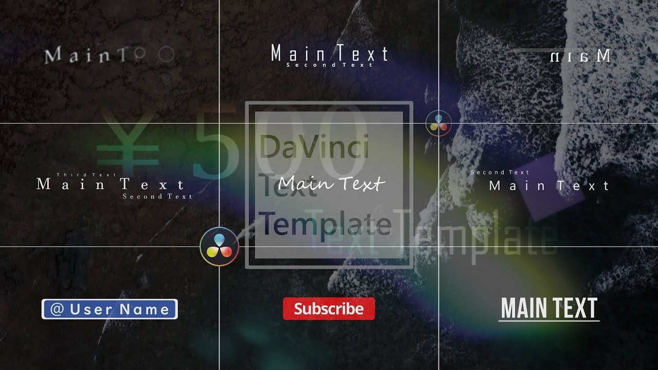 Davinci Resolve テキストテンプレート 全10種 Titles Template Youtube