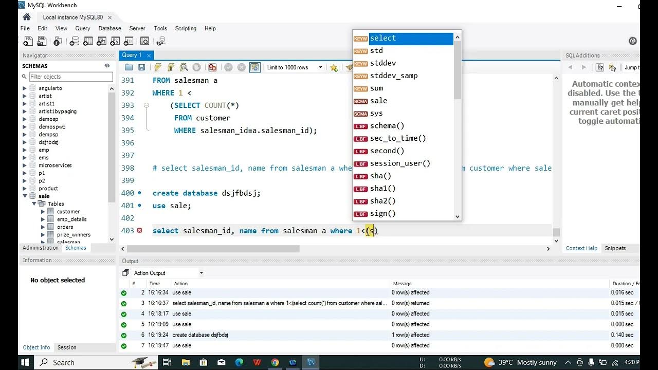 Write a SQL query to find salespeople who had more than one customer ...