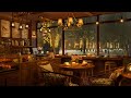 4K Cozy Coffee Shop Ambience & Crackling Fireplace ☕ Smooth Jazz Music to Relax/Study/Work to