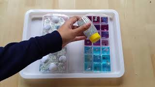 Sensory play for kids: Ice and glitter sensory play activity (Inspired by Frozen)