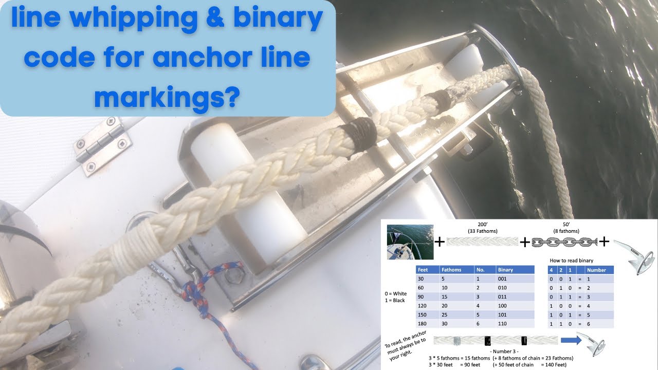 LINE WHIPPING & BINARY CODE FOR MARKING OUR ANCHOR LINE / on our