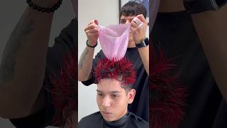 MECHAS ROJAS🔴LOWFADE🎥Observa esta combinación😳👇🏻#tutorial #mechas #barbero #chile SUSCR+act🔔