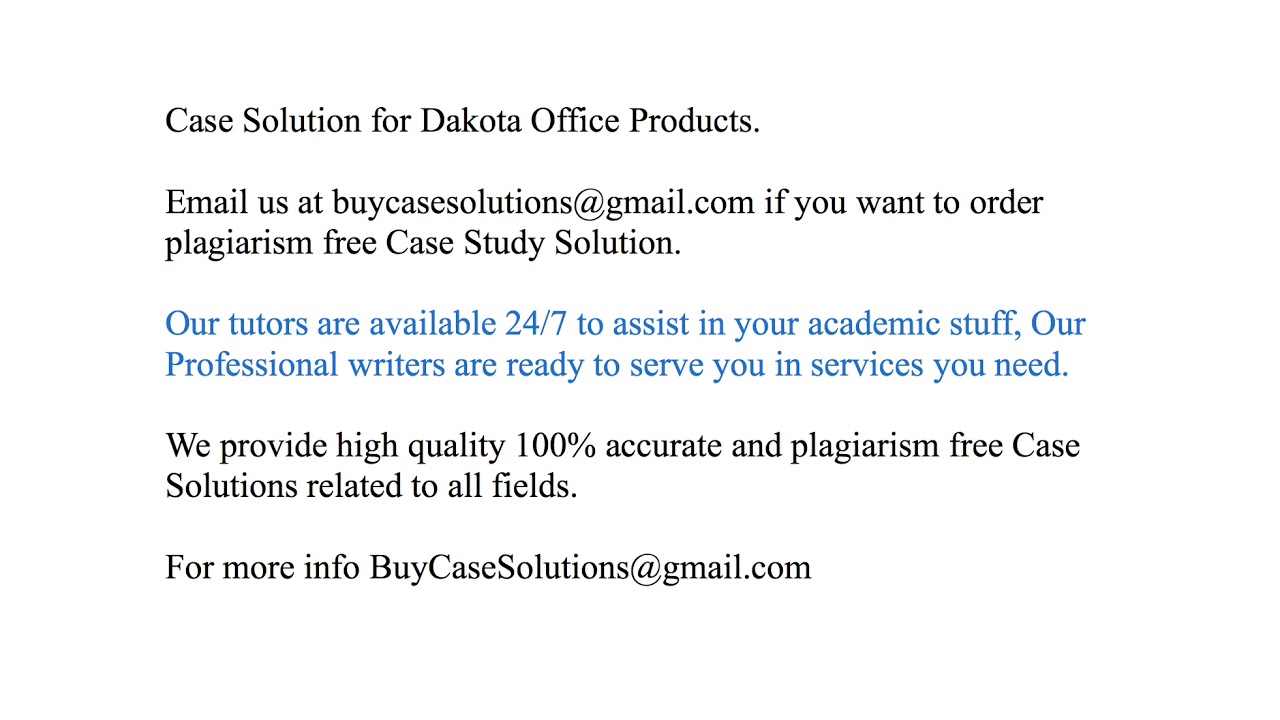 dakota office products case study solution