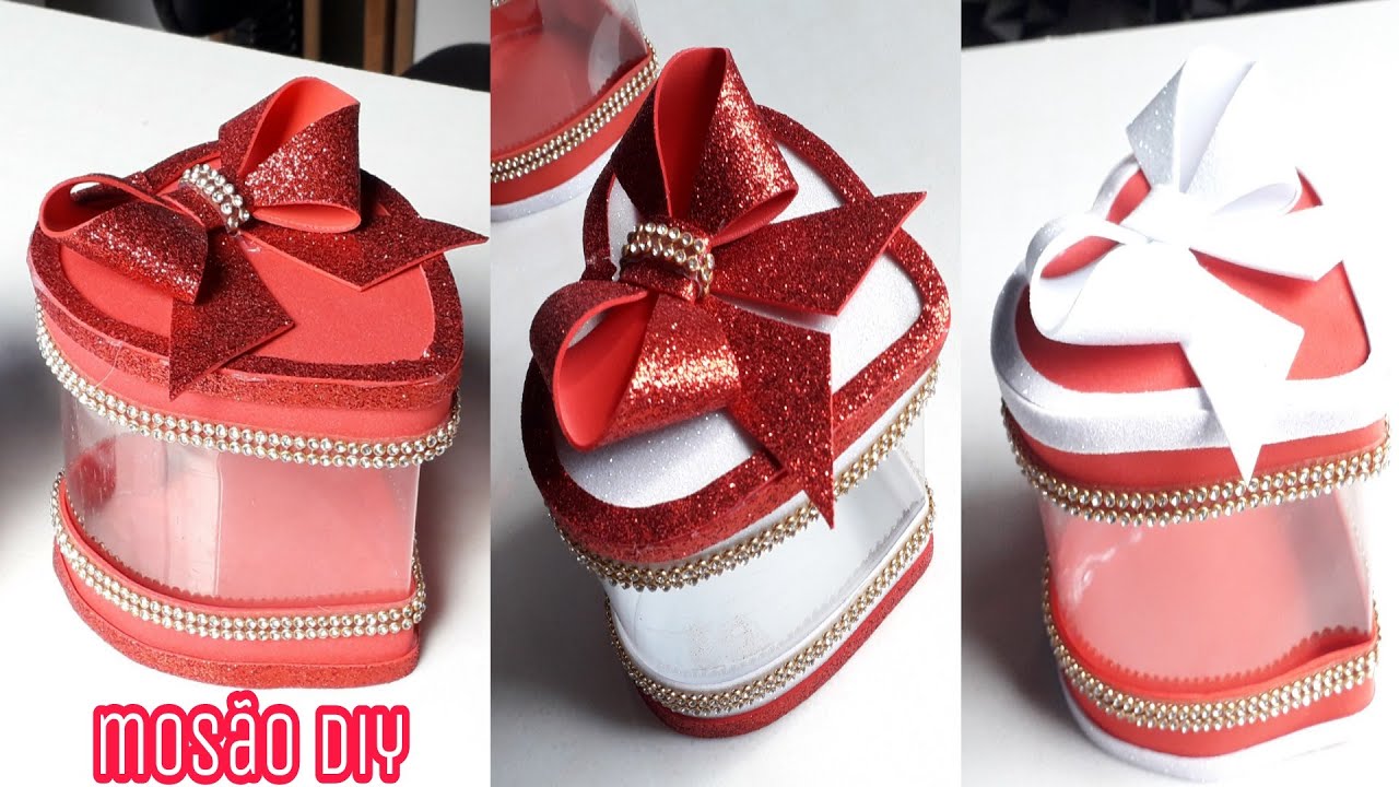 ideias com garrafa pet e e.v.a caixa coração #artesanato #façavocêmesmo #dolixoaoluxo