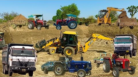 JCB 3dx Backhoe Loading Mud in Mahindra yuvo tractor JCB khudai work video #jcbvideo #jcbtractor