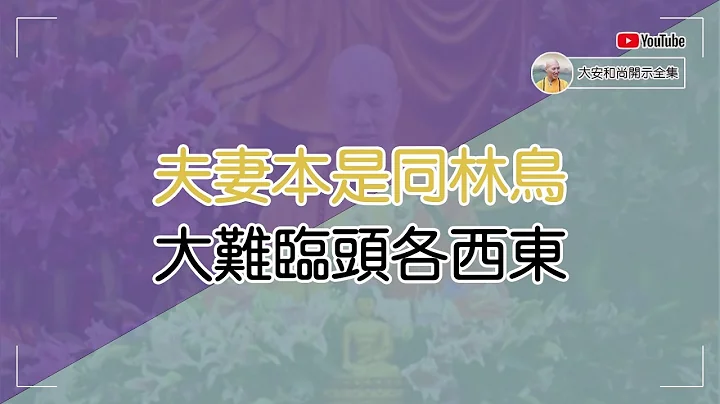 夫妻本是同林鳥，大限到來各東西【大安法師開示】 - 天天要聞