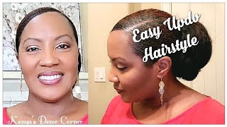 Sleek & Easy Updo Hairstyle | How To Slick Down 4C Natural Hair | Kenya's Decor Corner