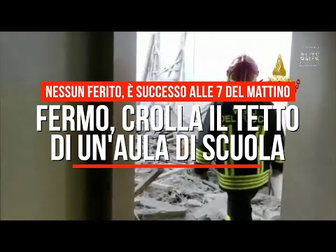 Fermo, crolla il tetto in un'aula di una scuola