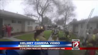 Helmet-cam shows rescue of children from Fresno fire