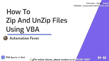 How to Zip and Unzip Files Using VBA | VBA Queries in Hindi