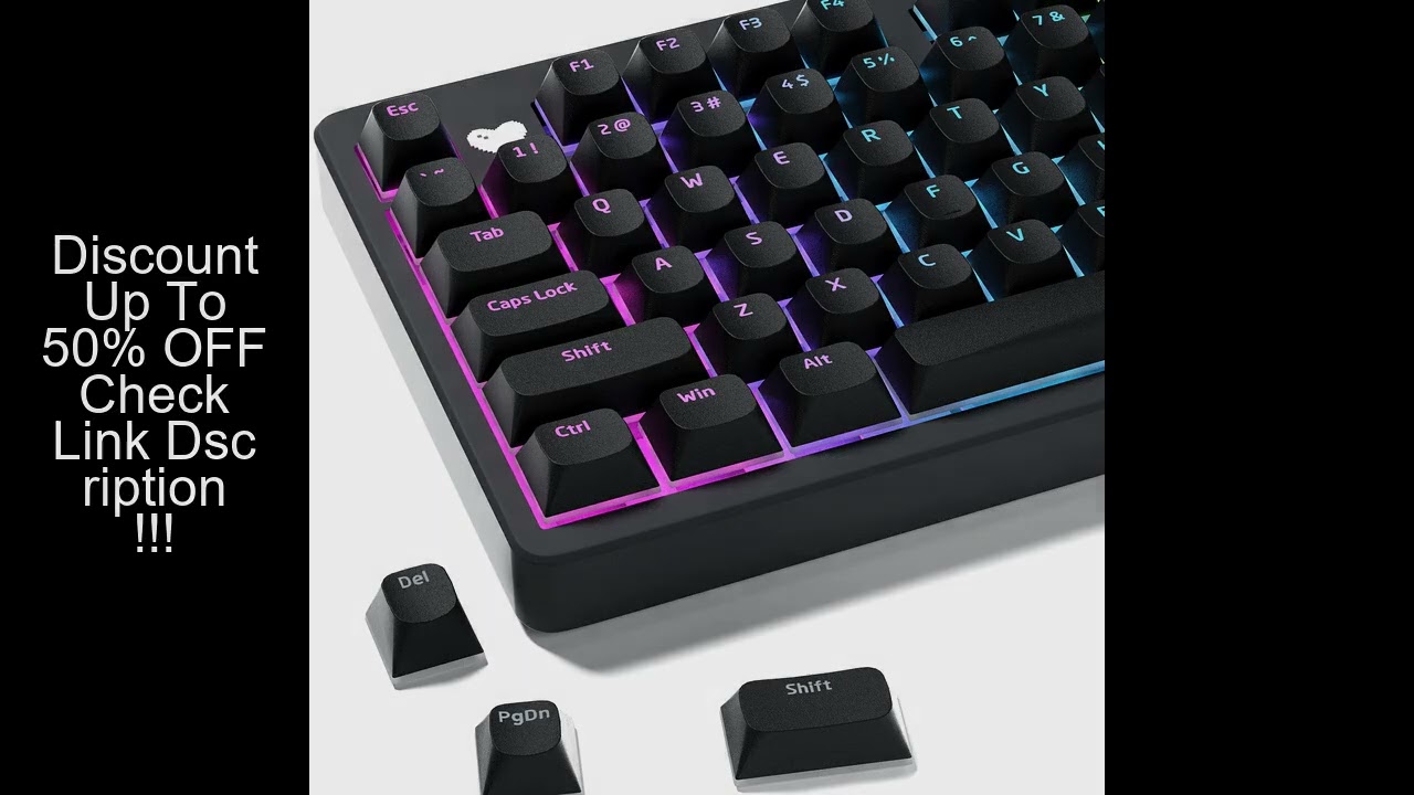 XVX Black Horizon Line Pudding Keycaps Double Shot Shine Through PBT Key Cap Set  for Mechanical Key