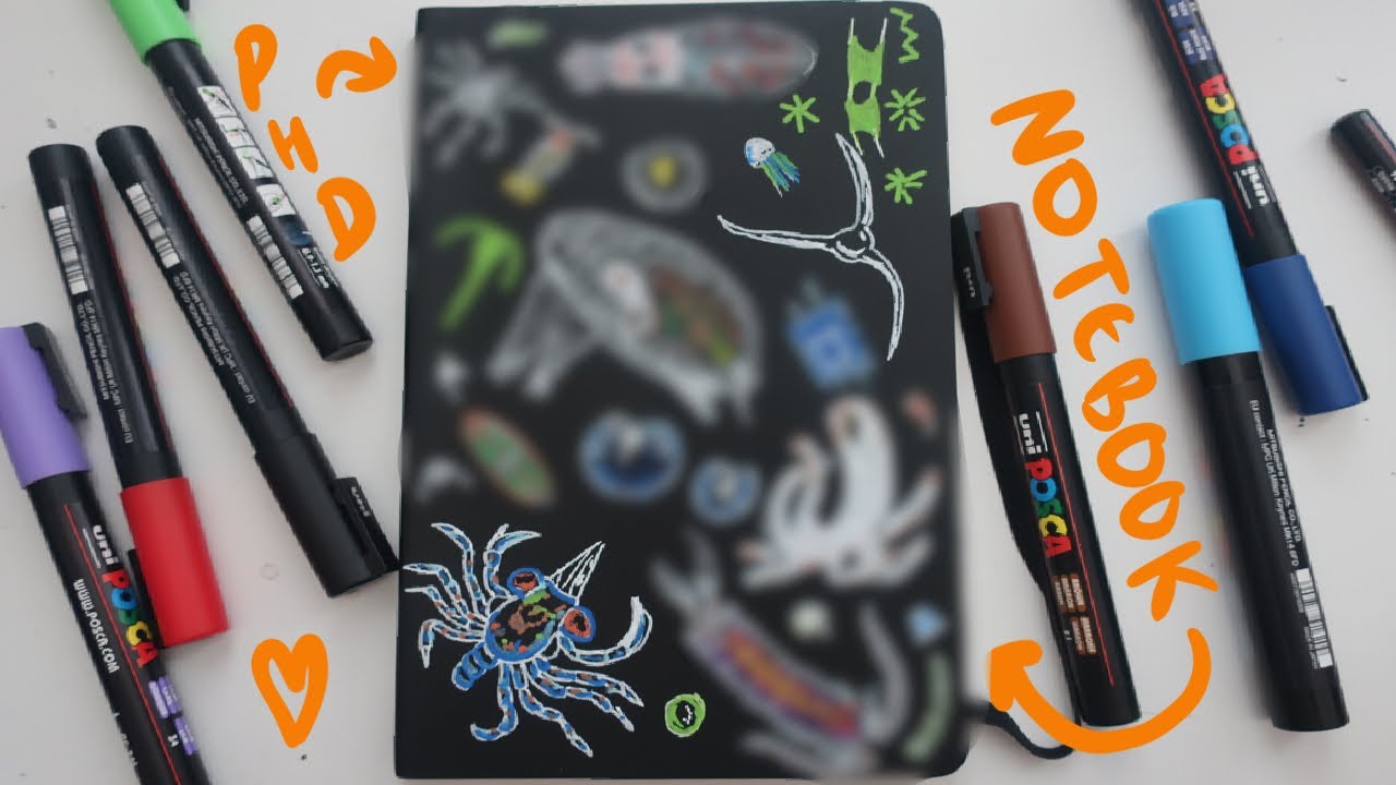 Covering my Moleskine Notebook in Plankton - Posca Pen Art 