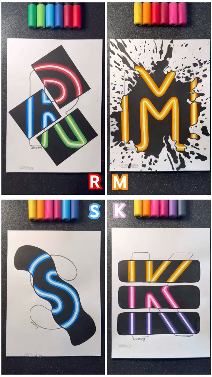 Satisfying Letters with Neon Lights! ✍️✨? || What’s Your Favorite?! ? #trending #art #letters