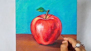 Easy Acrylic Apple Painting for Beginners - step by step Red Apple