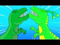 Groovy The Martian go to Jurassic World to save a dinosaur egg from a t-rex - Educational videos