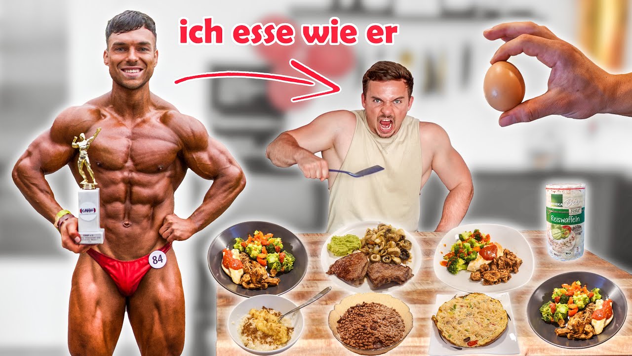 Ich esse 1 Tag lang wie ein Bodybuilding Champion (1. Platz 🥇)