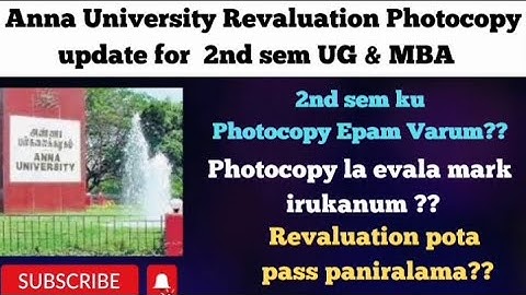Anna univ Photocopy when will come | For 2nd sem UG/MBA | Revaluation Apply panuna pass ahiralama ??