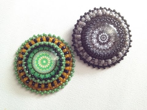 Obšitý kabošon mandala návod / beaded cabochon mandala tutorial ... Mandala ovale
