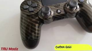 Playstation 4 / PS4 Carbon Gold Custom Controller By TRU Modz