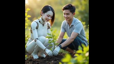 🌱 Smiling Together While Planting a Sapling 🤖👧 | Hope for a Greener Future #机器人 #robotics #智能 #机器人
